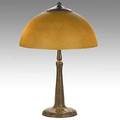 Handel brown mosserine chipped glass and patinated bronze table lamp shade stamped brown handel 5384 patent 20 12 x 14