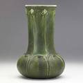 Grueby tall vase with blossoms and leaves restored side grueby pottery stamp 12 12 x 8