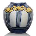Leona nicholson newcomb college exceptional carved and glazed vase with crocuses 1904 note deeply carved this important vase shows an unusual shaded glaze treatment seldom seen on newcomb coll