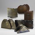 Roycroft six pairs of hammered copper bookends some with brass wash provenance roycroft inn east aurora ny all marked