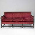 Jacobean style sofa spool turned frame and figural armrests early 20th c 33 12 x 73 x 30