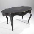 Center hall table ebonized boulle inlay cabriole legs 19th c 30 x 57 x 33 34