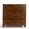 Sheraton style two over four drawer chest in birdseye maple 45 x 44 12 x 20