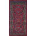 Turkish oriental rug flat woven with kazak type designs in reds and blues and green border 20th c 61 x 111