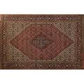 Oriental room sized rug diamond center medallion on beige and red background 119 x 79