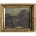 19th c landscapes two art works charles lemoine french b 1839 oil on canvas framed signed and dated 1912 dolington pa 10 x 12 european cottages in a landscape framed 12 x 14