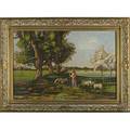 Italian landscape 20th c oil on canvas of a genre scene in a landscape 1937 framed signed g fasullo dated 22 x 30
