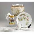 Assorted porcelain seven pieces include maddocks lamberton works floral decorated jardiniere b  r for limoges creamer and sugar prince regent bavaria serving plate rs prussia candy dish etc