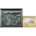 Two american landscapes leighton r cram american 18951981 oil on board of a rockport vista framed signed 14 x 17 charles richert american 18801974 oil on board of a pastoral scene 