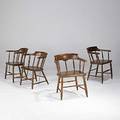 Four bar room windsors with spindles 19th c 30 x 21 12 x 21
