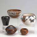 Acoma and jemez five pieces of pottery include carla garcia helen gachupin g sandia and others most signed tallest 4 12