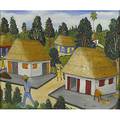 Abner dubic haitian b 1949 oil on masonite of a village scene framed signed 16 x 20