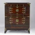 Korean chest brass corners cabinet section with drawers late 20th c 46 12 x 39 34 x 18