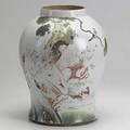 Chinese ginger jar handdecorated with bucolic lakeside scene and a poem 20th c 13 12