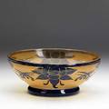 Charles schneider verreries schneider cameo glass bowl etched with stylized blossoms in mottled cobalt and orange etched le verre francais 3 12 x 8 34