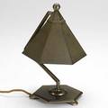 Art deco brass washed boudoir lamp with faceted shade 11 x 6 14