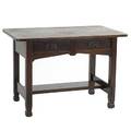 Stickley bros attr two drawer library table with ring pulls and shaped feet and apron 30 x 44 x 26