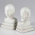 French art deco bust shaped stoneware bookends 6 12 x 4 14 x 2 12