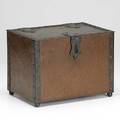 English arts  crafts hammered copper humidor with heavy riveted frame and ball feet lined with lead insert 7 34 x 10 12 x 7 12