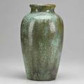 Fulper baluster vase in leopard crystalline glaze racetrack mark 12