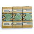 Grueby three piece section of a tile frieze with stylized leaf design each 9 14 x 4 14