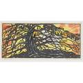 Waldo s chase american 18951988 cypress tree 1932 woodcut in colors framed signed dated and titled 6 x 13 sight