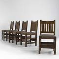 Gustav stickley attr five vback chairs overcoated some looseness 36 x 18 x 20