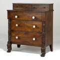 Empire chest mahogany two over three drawers claw feet ca 1840 42 12 x 35 12 x 21 12