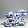 Porcelain lids twelve primarily in blue and white 18th19th c largest 9 14 x 7