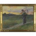 Will hickok low american 18531932 oil on board souvenir of barbizon framed signed will h low 1927 18 x 21