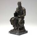 After michelangelo later bronze casting of michelangelos moses on black marble base after the original at st peters basilica in rome 18 x 7 12 x 7 12