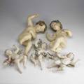Putti  cherub figures five composite figures include two seated and three hanging tallest 19 12