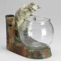 Weller muskota cat fishbowl stand chips to inside of left ear stamped weller 9 34 x 11 14 x 6 12