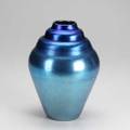 Durand blue iridescent bulbous vase signed durand numbered 197810 10 x 7 dia