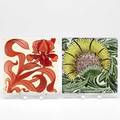 William demorgan pair of art nouveau tiles impressed marks 6 sq