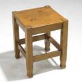 Stickley bros tabouret with macmurdo feet refinished quaint metal tag 18 12 x 14 sq