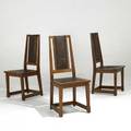 Stickley bros set of three highback dining chairs one with paper label 41 12 x 13 12 x 17 12