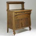 Arts  crafts oak sideboard with mirrored back 54 12 x 42 x 21