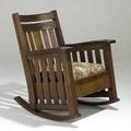 Jm young wavy arm rocker with vertical slats to back and arms 36 x 29 12 x 31