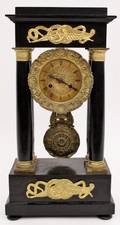 French Lacquered  Gilt Bronze Mantle Clock