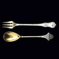 American sterling silver forks and spoons parcel gilt 12 5 12 strawberry forks in mazarin by dominick and haff 11 5 ice cream spoons in ivy by gorham 109 ot