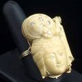 Large ivory and diamond ring 14k yg asian beauty with eyes and hair highlighed by approx 50 ct tw diamonds 22 gs 1 34 size 10