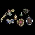 Gemset gold jewelry seven pieces in 14k and 18k many with diamonds clasp gardinetto ring pins and pendants 266 gs