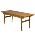 Style of hans wegner adjustable oak cocktail dining table unmarked 22 12 x 53 x 21 12