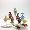 Barovier  toso seguso etc eleven glass pieces include leafshaped trays pitchers and table lighters tallest 6 34