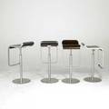 Lapalma italy lem hydraulic piston bar stools in matte steel with oak plywood seats as shown 34 x 14 x 17