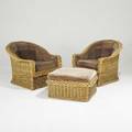 Italian modern reed woven chairs and ottoman with down filled velvet upholstery chairs 32 x 36 x 37