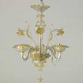 Murano venetian glass 3arm chandelier with daffodils and foliage marked gb 26 12 x 16 dia