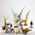 Murano glass twentysixpiece bird group some original labels tallest 14