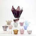 Murano glass twelve handkerchief vases most with latticino decoration tallest 8